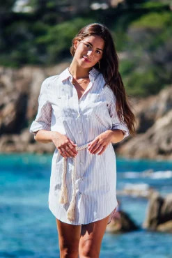 Robes<Les Canebiers Mimosas dress - Beige Stripes