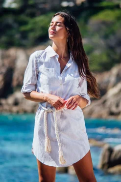 Robes<Les Canebiers Mimosas dress - Beige Stripes