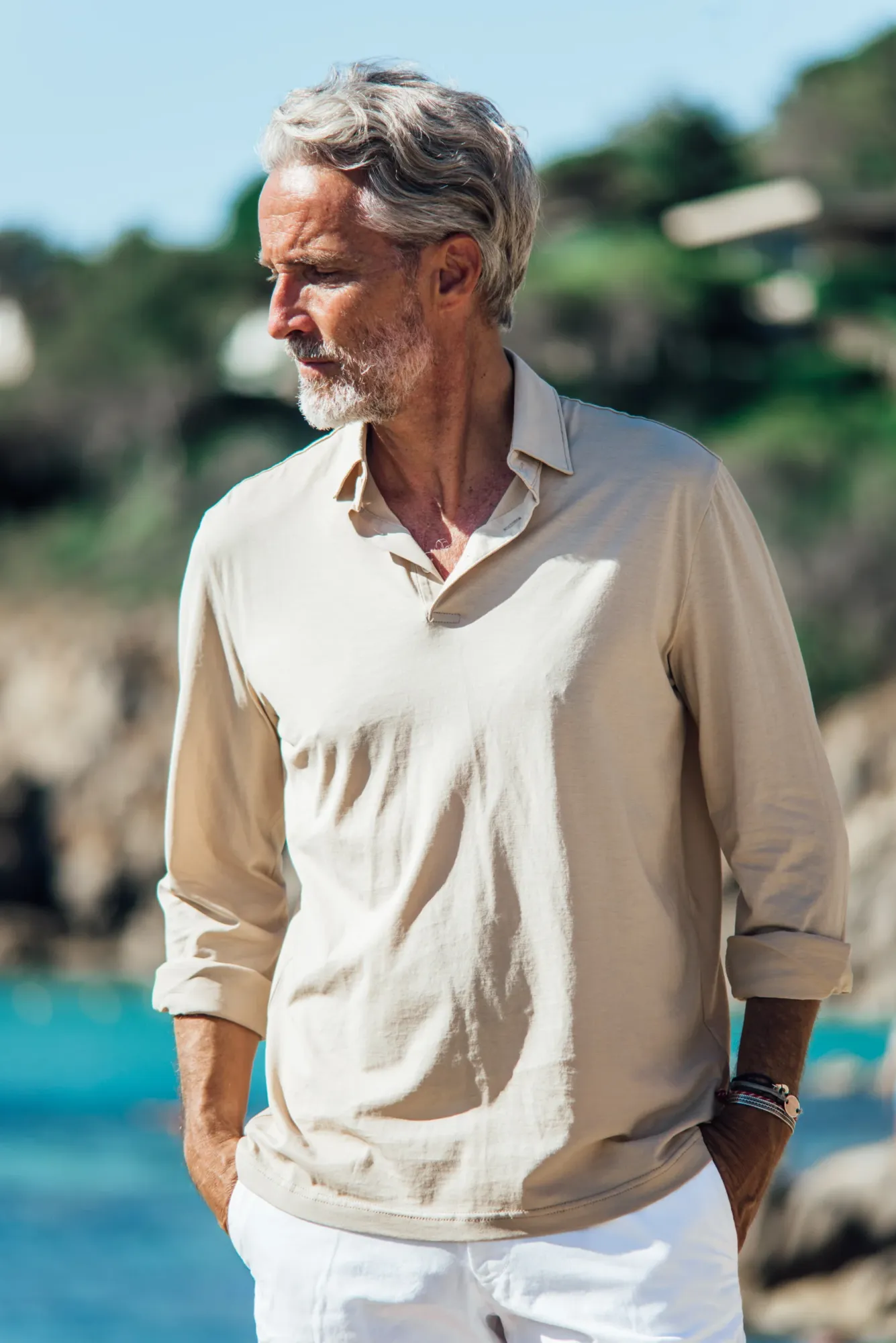 Polos<Les Canebiers Polo Marsouin (long sleeve) - Beige