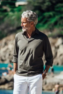 Polos<Les Canebiers Polo Marsouin (long sleeve) - Khaki