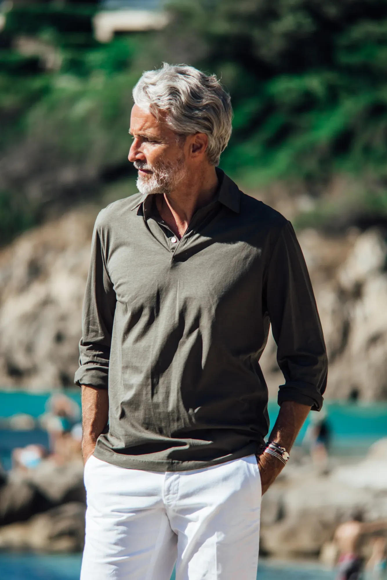Polos<Les Canebiers Polo Marsouin (long sleeve) - Khaki